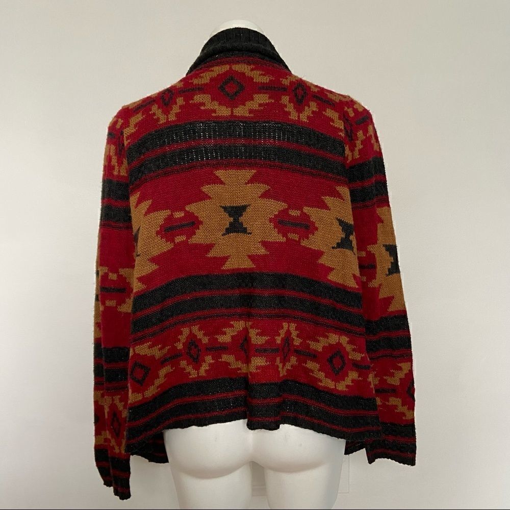 Aztec Print Knitted Waterfall Sweater - Picture 6 of 9